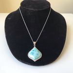 Sterling Silver 925 NOA Larimar Stone Pendant Necklace Photo 4
