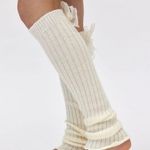Urban Outfitters Bow Ribbed Knit Leg Warmer NWT - Cream Photo 0