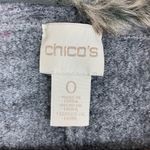 Chico's Chico’s Gray Lillian Faux Fur Neck Short Sleeve Knit Cardigan Sweater 0 S Photo 8