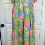 VTG 1960's Hawaiian Fashions Floral Maxi Dress Empire Waist Ruffle small Blue Photo 0