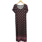 5 for $25| J. Jill Seamed Knit Floral Border Ultra Soft Flowy Maxi Pocket Dress Black Photo 1