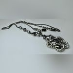 Givenchy Signed Hematite Crystal Flower Pendant Necklace Photo 9