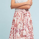 Anthropologie Maeve Staycation Midi Flowy Skirt Size X-Small Floral Modern Boho Photo 0