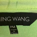 Ming Wang  Sweater Women's Size Medium Petite Knit‎ Cardigan Stripes Neon Green Photo 2