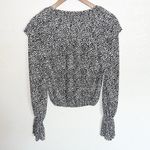 ZARA ruffle black and white bell sleeve long sleeve v neck blouse Photo 7