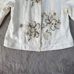 Coldwater Creek  Embellished Denim Jacket‎ Floral Beaded Cream White W18 Photo 10
