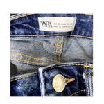 ZARA  Mid Rise Cuttoff Frayed Jean Shorts Raw Ripped Hem Pockets 4 Blue #3068 Photo 5