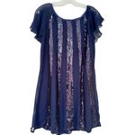 Essentials‎ By A.B.S Sequin Swing Dress Women's Medium Navy Whimsigoth 80s Fairy Blue Photo 7