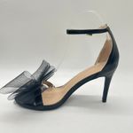 Allegra K Heels Sandals Women 8 Black Mesh Bow Pointed Toe Slip On Dressy New Photo 1