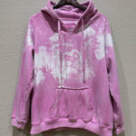 J. America  Pink White Floral Hand Painted Hoodie XL Photo 0