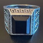 Black resin S925 antique silver ring size 9.5 Photo 0