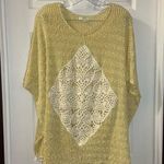 Kori  America Yellow/Cream Boho Knit Poncho Style Blouse size M/L Photo 0