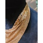 Women's Gold Mesh Bib Statement Necklace With Adjustable Lobster Clasp Chain Photo 3