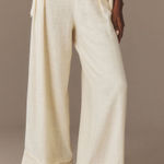 Anthropologie  NWT Linen Blend City Beach Wide Leg Pants Cream White Size 10 Photo 0
