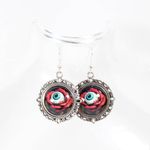 Handmade Gothic Victorian "Beauty is in the Eye of the Beholder" Rose Eyeball Earrings Photo 1