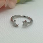 Moon and Star Open Ring | Size 8 Silver Photo 4