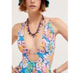 For Love & Lemons Yasmin Open Back Floral Maxi Dress Large Cut Out Plunge NWT Photo 3