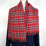 Pendleton Vintage 70s  Wool Plaid Scarf Unisex Red Taran Winter Preppy Photo 4