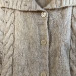 L.L.Bean  L Large Cardigan Sweater Ivory Wool Blend Fisherman Cable Knit Grandma Photo 2