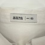 Aura  White Eyelet Embroidered Tunic‎ Top Shirt Dress XL Cotton Blend Button Up Photo 5