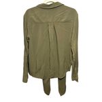 Michael Kors MICHAEL  Women Sz S Green Long Sleeve Blouse Tie Front Button Down Photo 3