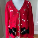 Vintage Jack B. Quick Red Plaid Dog Embroidered Cardigan Sweater Size Medium Photo 0