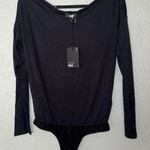 Paige NWT  Women's Black Boat Neck Long Sleeve Bodysuit Size Small Photo 0