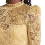 Saylor Adria Minidress Women's Large Gold Lace Long Sleeve High Neck Tiered NWT Photo 9