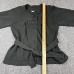 Ann Taylor Cotton Cardigan Black Sweater Half Length Sleeves w/Belt Size Large Photo 4