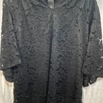 Investments Black Lace Bell Sleeve V Neck Blouse Top Women's Size L Photo 0