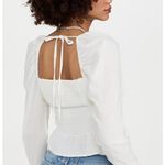 Free People NWT Chloe Long Puff Sleeve White Smocked Top M Photo 3