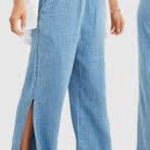 Aerie  Gauzy High Waisted Pool Party Pant Slit Side Wide Leg Size M Photo 0