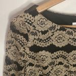 Eliza J golden floral scalloped lace mesh overlay shift cocktail dress size 10p Photo 3