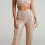 Showpo Sequin Women's Bandeau Two Piece Set in Rose Gold Size 4 Photo 0