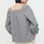 J.Crew  Penny Peasant Gingham Square Neck 3/4 Sleeve Top Black White XS Photo 11