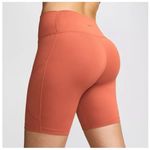 Nike One High-Waisted 8" Biker Shorts With Pockets Burnt Sunrise Size XS Photo 1