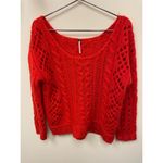 Free People  Red orange Wildfire Fluff Sweater size Medium Photo 1