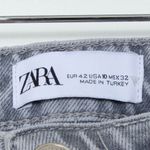 ZARA  Gray‎ High Rise Straight Leg Distressed Denim Jeans Womens Size 10 Photo 2