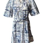 Joie  Blue And White Tropical Toile Fit and Flare Dress, Sz 10 Photo 0