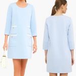 Tuckernuck  Francoise Mod Retro Knit Mini Dress: Light Sky Blue/Ivory Trim Photo 3