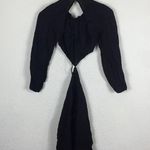 Princess Polly  Cassie Black Linen Mini Dress Size 2 Cut Out Long Sleeve Aline Photo 12