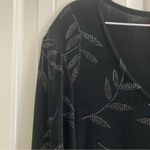 Vintage 90’s Dress Slinky Knit Size 14 Black Glittery Leaf Design Whimsigoth Photo 2