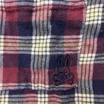 Psycho Bunny  Women’s Flannel Shirt Size Small Oversized Plaid Blue Pink Photo 4