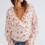 Free People  Amanda Ruffle Top in Ivory Floral Coquette Fairy Femme Small NWT New Photo 5