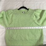 Topshop Lime Green Puckered Sleeve Contrasting Knit Sweater Photo 5