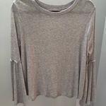 LC Lauren Conrad Gray Polka Dot Bell Sleeve Top Photo 0