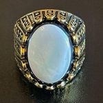 Opal black onyx gemstone 18k gold plated ring size 7.5 Photo 0