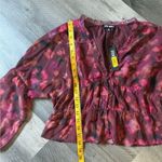 Steve Madden Wine Floral Blouse Button Down Top Feminine Ruffles Photo 8