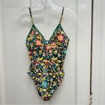 Loft NWOT beach dark teal bright floral 1 one piece swimsuit women's 6 Photo 3
