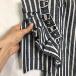 Skies Are Blue  White & Blue Striped Ruffled Sleeve Blouse Shirt Womens Small Photo 2